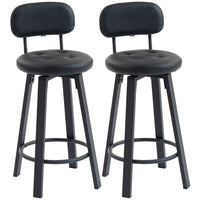 HOMCOM - Tabourets de bar pivotants hauteur comptoir - noir - paquet de 2-Siège rembourré et dossier profilé pour un confort durable 
