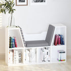 HOMCOM - Bibliothèque à 6 compartiments avec coussin de siège - gris-Six compartiments pour ranger des livres, des décorations et plus encore 