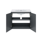 Modway - Bryn Fixation murale de 30" Vanette de salle de bain - Gris blanc-Trous de robinet centraux 8"