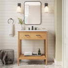 Modway - Zaire 30" Armoire de toilette de salle de bain (lavabo non inclus) - Naturel-Tirs de poignée en métal