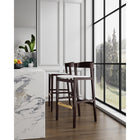 Manhattan Comfort - Tabouret de bar klismos 20" style milieu du siècle moderne, rembourré en similicuir ivoire et noyer foncé, lot de 2-20,5 po L x 22 po l x 40,75 po H