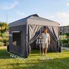 Outsunny - Tente auvent pliante 10 pi l x 10 pi L avec installation facile à 1 bouton - Gris foncé-Les aérations supérieures de la tonnelle instantanée améliorent la circulation de l'air et réduisent la chaleur emprisonnée