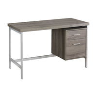 Monarch Specialties - 7150 Bureau 48 po L - Taupe Fonce/Metal Argent-Bureau d'ordinateur élégant et contemporain de 48 pouces de long avec une finition en stratifié marron aspect bois et un cadre en métal gris, parfait pour travailler sur votre ordinateur portable, écrire ou étudier.