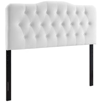 Modway - Annabel Touffe de diamant Performance Velvet Tête de lit complète, Blanc-Tête de lit complète luxueuse