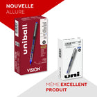 uni-ball – Stylos à bille roulante Vision – 0,5 mm – bleu – paquet de 12-Pointe de 0,5mm