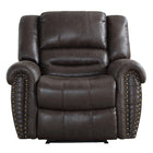 Ebello - Chemika Fauteuil inclinable manuel grand format classique de 40,9 po avec rembourrage ultra-doux et clous décoratifs, brun foncé-Des clous décoratifs sur les accoudoirs apportent une touche traditionnelle