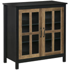 HOMCOM - Buffet de cuisine 31,5 po L - noir-Le verre trempé apporte élégance et romantisme à la décoration intérieure de votre maison 