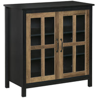 HOMCOM - Buffet de cuisine 31,5 po L - noir-Le verre trempé apporte élégance et romantisme à la décoration intérieure de votre maison 