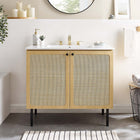 Modway - Chaucer 36" Armoire de toilette de salle de bain (lavabo non inclus) - Chêne-Boutons d’armoire en métal