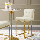 Modway - Privy Acier inoxydable doré Performance Velvet Tabouret de bar - Ivoire d’or-Tissu polyester doux pour tissu