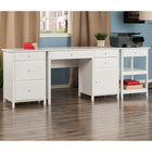 Winsome Wood Delta, ensemble de bureau à domicile 3 pièces - blanc-Fournit un bureau à domicile complet avec 7 tiroirs, une armoire et 2 étagères ouvertes