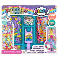 Rainbow Loom - Fluff Kit de bracelet - 600 élastiques - 16 breloques - 25 perles- Le Fluff Kit comprend 600 bandes duveteuses