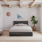 Nexera - Tête de lit queen effet de planches Queen, Gris écorce-5