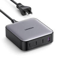 UGREEN - Chargeur rapide USB-C/USB-A de bureau GaN 100 W-Vivez une expérience de charge encore plus pratique avec le chargeur multiport 4-en-1 de 100 W de UGREEN. Ce chargeur polyvalent offre une gamme de fonctionnalités conçues pour alimenter vos appareils rapidement et efficacement