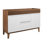 Modway - Render 48" Meuble de toilette de salle de bain compatible double lavabo (non inclus) - Noyer blanc-7