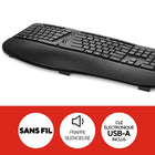 Staples - Clavier ergonomique sans fil Tech - Noir - Anglais-Pieds à inclinaison réglable pour plus de confort
