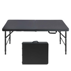 Homy Casa - Table pliante portative de 4 pi avec 4 hauteurs réglables pour utilisation intérieure et extérieure, camping - Noir-Le format de 4 pi convient au camping et aux fêtes