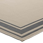 Modway - Rim Bordure solide intérieure et extérieure Tapis de comédie 8 pi l x 10 pi L - Gris et beige-Résistant aux taches / Facile à nettoyer