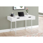 Monarch Specialties - 7554 Bureau 48 po L - Blanc/Metal Blanc-La base en métal au fini blanc offre de la stabilité et comprend des pieds en métal minces qui sont encastrés sous le bureau rectangulaire