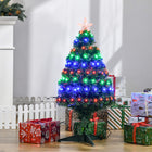 HOMCOM - Arbre de Noël artificiel de 3FT pré-éclairé à fibres optiques LED décoration de vacances-De superbes motifs lumineux prédéfinis sont contrôlés par un bouton pour un scintillement créatif des vacances  
