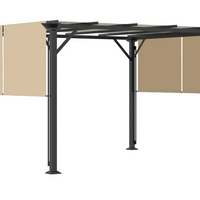 Outsunny - auvent de pergola rétractable 10 pi l x 12 pi L - beige-Le toit en polyester résistant aux UV bloque la plupart des rayons nocifs