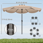 Outsunny - Parasol rond de marché avec cantonnière - 9 pi x 9 pi - kaki-Le parasol de terrasse possède une structure en métal avec revêtement en poudre et huit nervures renforcées pour plus de stabilité