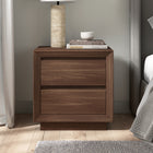 Hudson&Canal - Table de chevet rectangulaire Emmett - 24 po l - Noyer satiné-Finition grain noir aspect bois