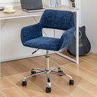 Homy Casa - Chaise de Bureau Réglable avec Base Chromée - Tissu Bleu Marine-Rotation à 360 Degrés : Profitez d'une mobilité totale et d'un accès facile aux différentes zones de votre espace de travail grâce à la rotation fluide à 360 degrés