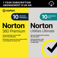 Norton - 360 Premium avec Utilities Ultimage logiciel antivirus - 10 appareils - abonnement d'un an [téléchargement]-Une adresse e-mail valide doit être fournie lors du paiement