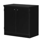 South Shore - Petite armoire de rangement à 2 portes, collection Morgan, noir pur (7270722)-Poignées en métal au fini noir