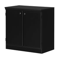 South Shore - Petite armoire de rangement à 2 portes, collection Morgan, noir pur (7270722)-Poignées en métal au fini noir