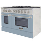 Kucht - 48 po Série KNG Cuisinière Pro Style au gaz propane - Acier inoxydable/Bleu pâle-Dimensions du produit 27,75 po L x 48 po L x 36 po H