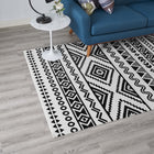 Modway - Haku Tribal marocain géométrique Tapis de comédie 8 pi l x 10 pi L - Noir et blanc-Protéger les planchers de la circulation ou des meubles