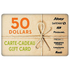 Carte-cadeau Sobeys de 50 $-Les Air Miles ne peuvent pas être cumulés lors de l'achat de cartes-cadeaux.