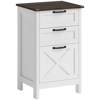 HOMCOM - Classeur vertical à 3 tiroirs avec coulisses silencieuses - blanc vieilli-Le design rustique de style ferme met en valeur la décoration du bureau à domicile 