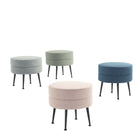 Manhattan Comfort - Bailey pouf moderne du milieu du siècle 18,11" - bleu, gris, avoine, vert sauge avec pieds noirs - lot de 4-Ottoman moderne du milieu du siècle parfait pour une utilisation dans le salon