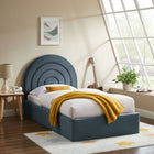 Modway - Solana Arqué Performance Velvet Lit à plateforme jumelle, Cadet Blue-Tête de lit en arc