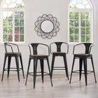 Modway - Promenade Tabouret de bar - Noir - Ensemble de 4-Acier revêtu de poudre