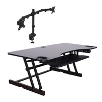 Rocelco - Support de bureau réglable de 45 po avec support pour double écran-Portée verticale améliorée (EVR)