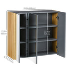 Kleankin - Armoire de salle de bain murale avec miroir à trois portes - gris-Deux étagères réglables dans chaque armoire pour accueillir des objets de différentes tailles 