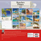 DateWorks - 2026 Calendrier Mural 16 Mois - 12 po x 12 po - Des Plages - Bilingue -13 images de haute qualité imprimées sur du papier Premium