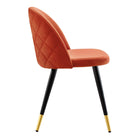 Modway - Cordial Performance Velvet Chaises de salle à manger Ensemble de 2 - Orange-Assemblée requise