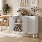 HOMCOM - Buffet moderne 36 po avec portes de rangement - blanc-Équipé de deux étagères réglables pour accueillir des objets de différentes hauteurs 