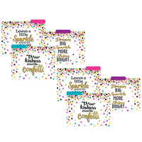 Teacher Created Resources - Dossiers Confetti - Format Lettre - 2 paquets de 12-Les onglets de fichier sont colorés différemment dans chaque dossier de fichiers avec l'intérieur du dossier ainsi !