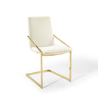 Modway - Pitch Performance Velvet Fauteuil à manger Ensemble de 2 - Ivoire d’or-Revêtement en velours de performance
