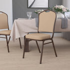 Flash Furniture – Chaise de banquet empilable Hercules à dossier en couronne, tissu beige avec cadre à veine cuivre-Siège et dossier rembourrés