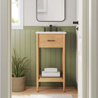 Modway - Zaire 18" Armoire de toilette de salle de bain (lavabo non inclus) - Naturel-Tir de poignée métallique