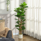 HOMCOM - Arbre artificiel figuier à feuilles de violon 5 pi pour décoration intérieure - vert-Les branches ajustables avec feuilles vous permettent de personnaliser facilement la forme de l'arbre 