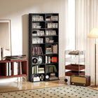 HOMCOM - Armoire multimédia double, étagère à DVD à 9 niveaux avec 18 compartiments - noir-Structure en panneau de particules pour une utilisation quotidienne fiable. Revêtement en mélamine lisse et protecteur 