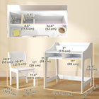 Qaba - Ensemble bureau et chaise pour enfants avec étagères de rangement - Blanc-Trois compartiments ouverts permettent de ranger les articles de papeterie et les jouets 